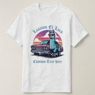 T-shirt Fête des pères de voiture classique Llama texte pe