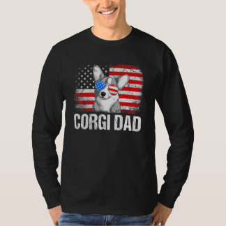 T-shirt Fête des pères Drapeau Américain Corgi Papa