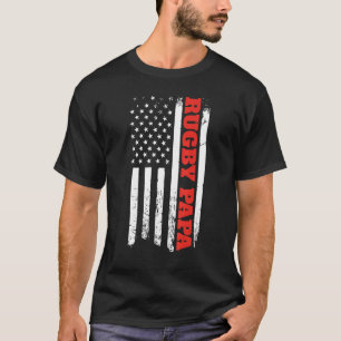 T-shirt Fête des pères Drapeau Américain de Rugby Papa