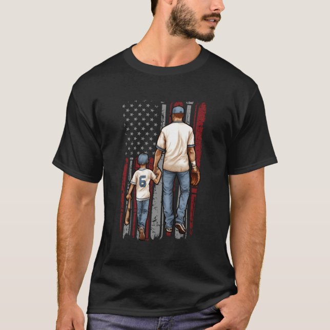 T-shirt Fête des pères Drapeau Américain Père Et Fils De B (Devant)
