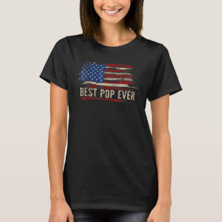 T-shirt Fête des pères drapeau américain vintage Best Pop