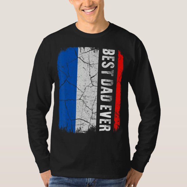 T-shirt Fête des pères du drapeau du meilleur papa françai (Devant)