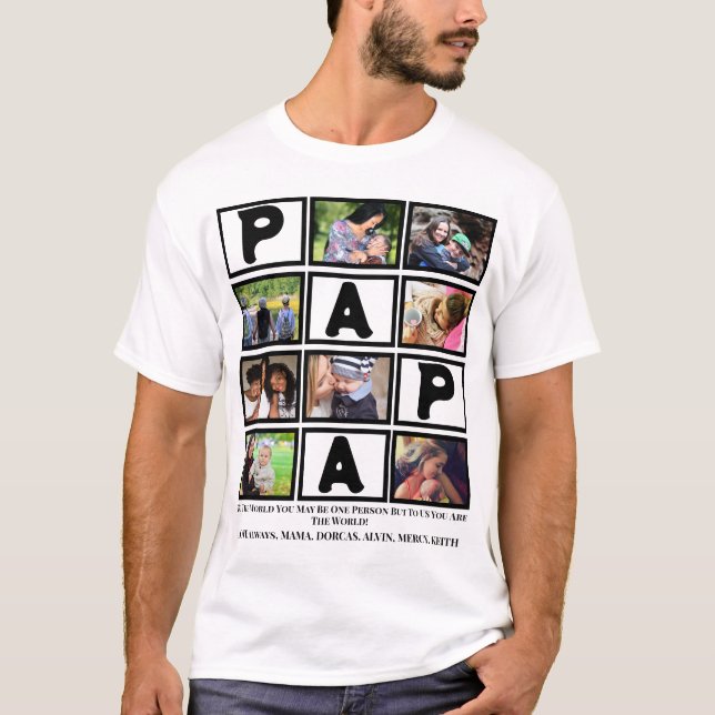T-shirt Fête des pères grand-père personnalisée Papa 9 Pho (Devant)