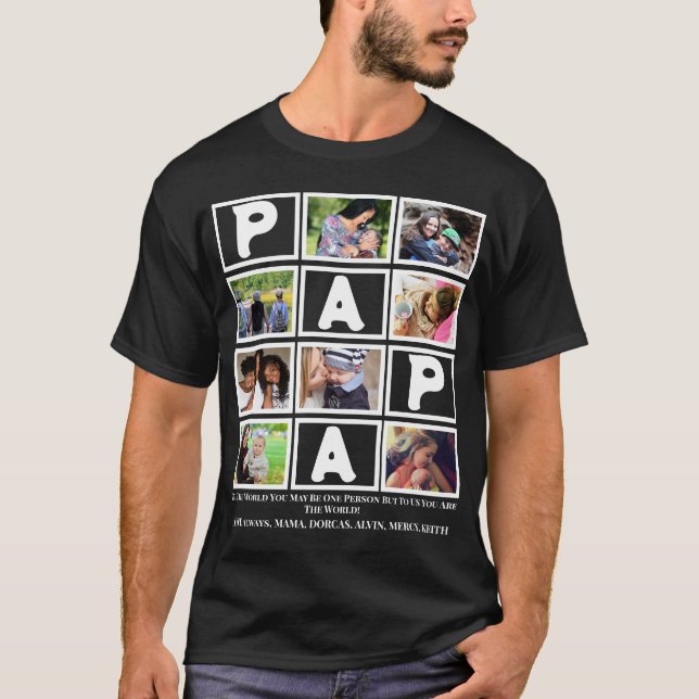 T-shirt Fête des pères grand-père personnalisée Papa 9 Pho (Devant)