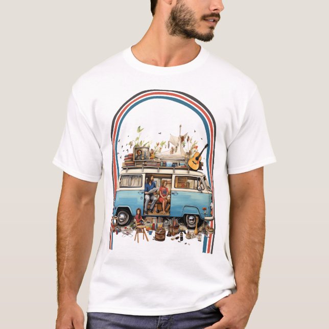 T-shirt Fête des pères Hippie Van Retro (Devant)