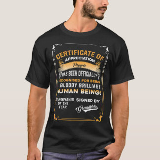 T-shirt Fête des pères Hommes Pour Papa Certificat Poppie