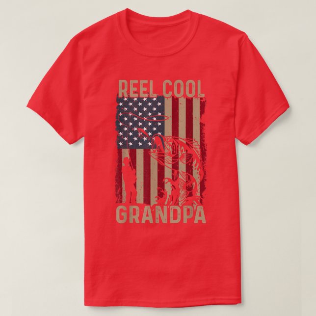 T-shirt Fête des pères Hommes Reel Cool Grandpa Ameri (Design devant)