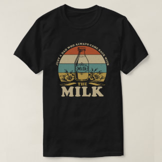 T-shirt Fête des Pères Juste Papa Avec Le Lait Vintage Cou