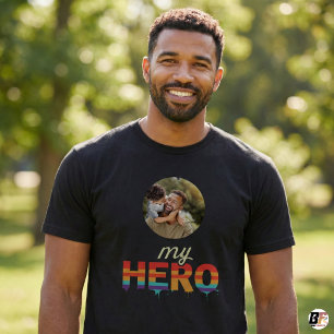 T-shirt Fête des pères   Mon héros   Photo Avec Papa