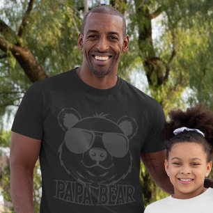 T-shirt Fête des pères Ours Pa Black ON Black Modern