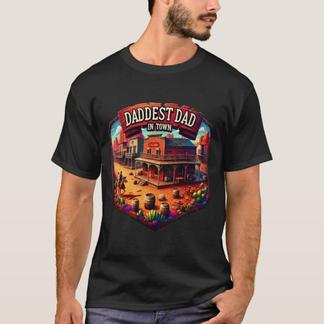 T-shirt Fête des pères papa Daddest en ville (Devant)