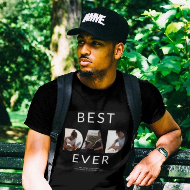 T-shirt Fête des pères personnalisée Collage photo meilleu (Créateur téléchargé)