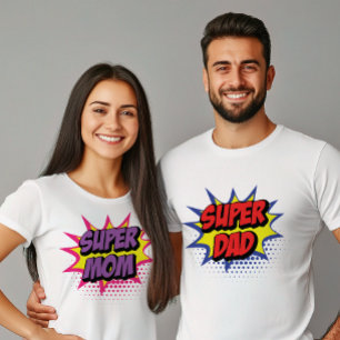 T-shirt Fête des pères Red and Blue Super Hero Papa