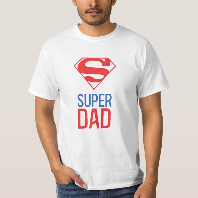 T-shirt Fête des pères Red et Blue Super Papa (Devant)