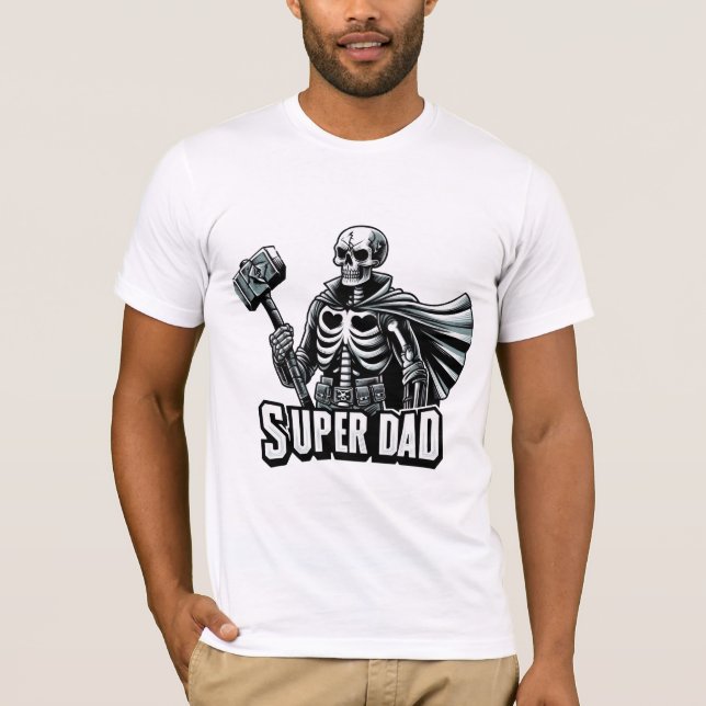 T-shirt Fête des pères Rétro Funny Super Papa Skeleton (Devant)