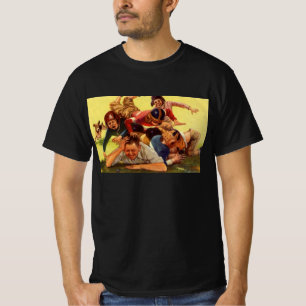 T-shirt Fête des Pères vintage, enfants de football et chi