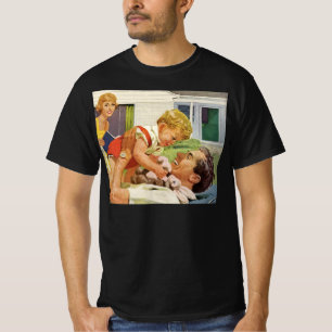 T-shirt Fête des Pères vintage, famille heureuse en banlie