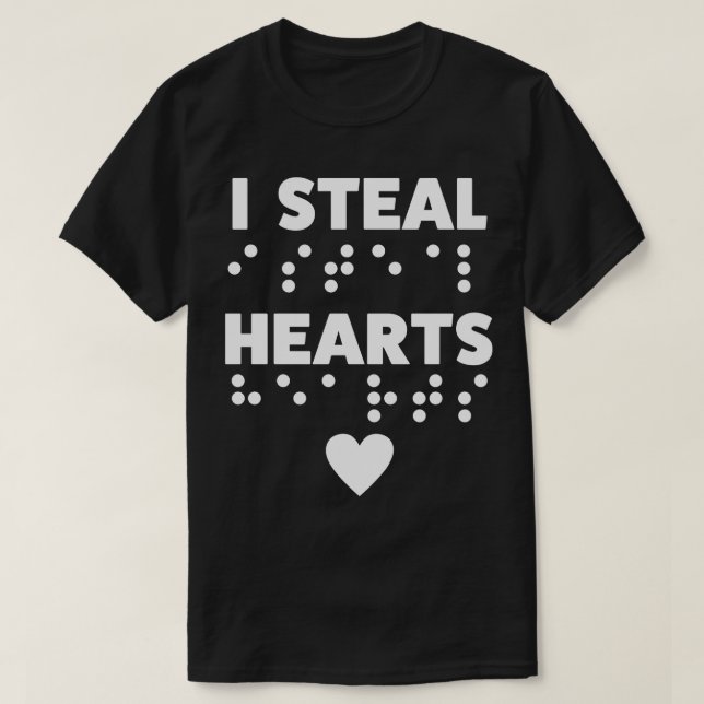 T-shirt Fête des Valentines, aveugle en braille (Design devant)
