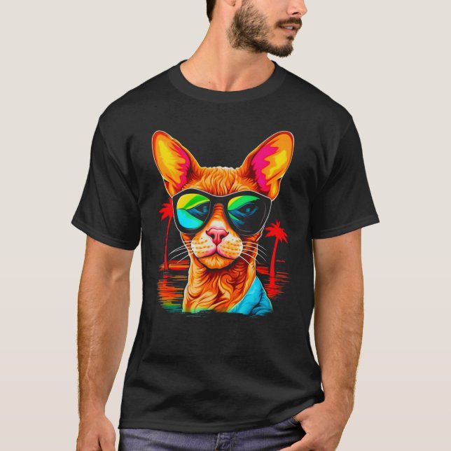 T-shirt Fête d'été de chat Devon Rex (Devant)
