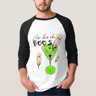 T-shirt Fête d'Halloween Boos et Boissons Alcoolisées Bois