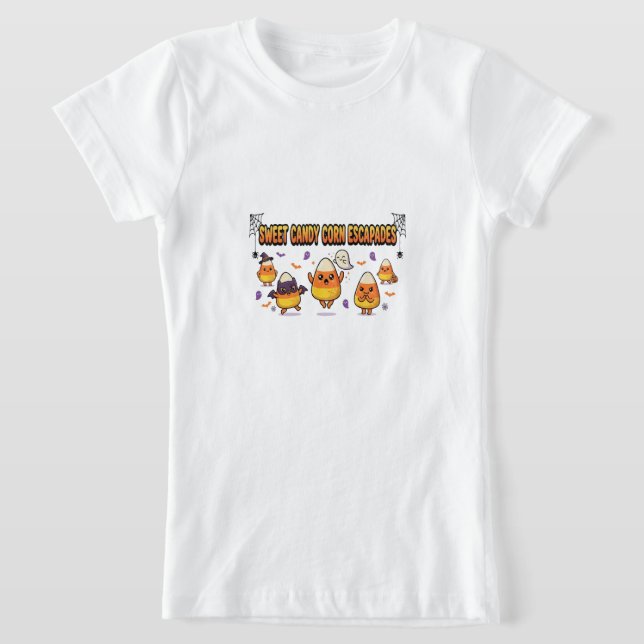 T-Shirt Fête d'Halloween Candy Corn Mignonne (Poser)