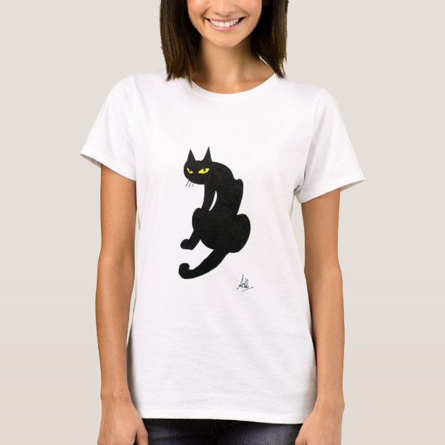 T-SHIRT FÊTE D'HALLOWEEN CHAT NOIR (Devant)