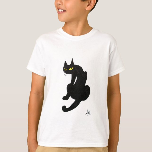 T-SHIRT FÊTE D'HALLOWEEN CHAT NOIR (Devant)