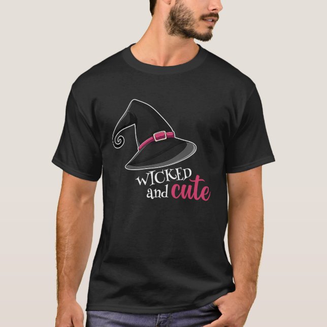 T-shirt Fête d'Halloween de sorcière méchante et mignonne (Devant)
