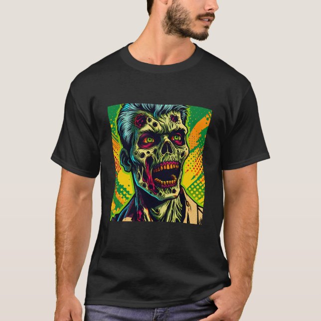 T-shirt Fête d'Halloween de Zombie Effrayant (Devant)