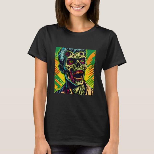 T-shirt Fête d'Halloween de Zombie Effrayant (Devant)