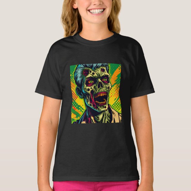 T-shirt Fête d'Halloween de Zombie Effrayant (Devant)