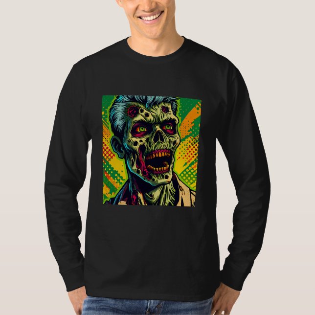 T-shirt Fête d'Halloween de Zombie Effrayant (Devant)