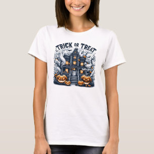 T-shirt Fête d'Halloween éffrayant dans une maison hantée