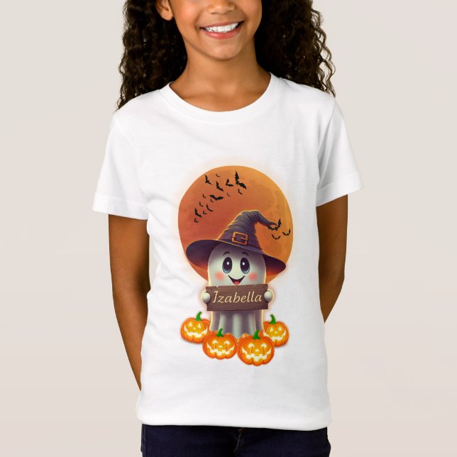 T-Shirt Fête d'Halloween Izzy Ghost : Bonne Halloween (Devant)
