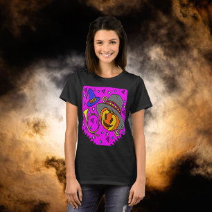 T-shirt Fête d'Halloween Jack OLantern Bugle Purple Femmes