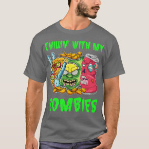 T-shirt Fête d'Halloween pour les amateurs de pizza zombie
