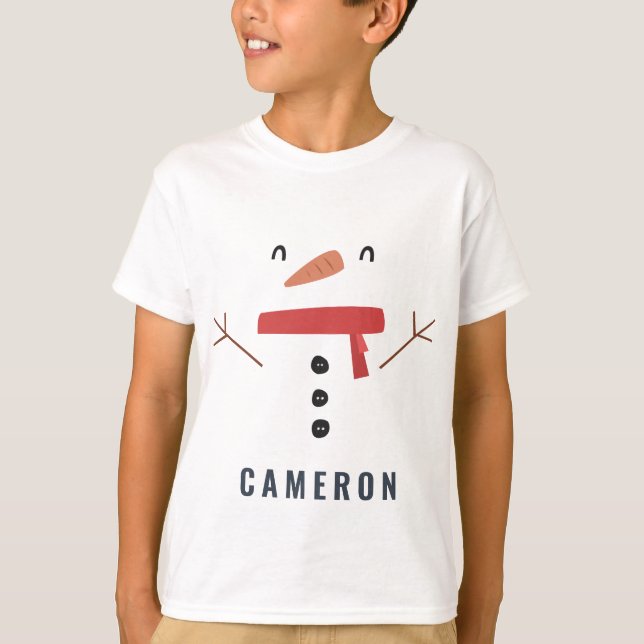 T-shirt fête drôle bonhomme de neige personnalisé enfants (Devant)