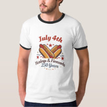 T-Shirt Fête du 14 juillet avec Hotdogs et Feux d'