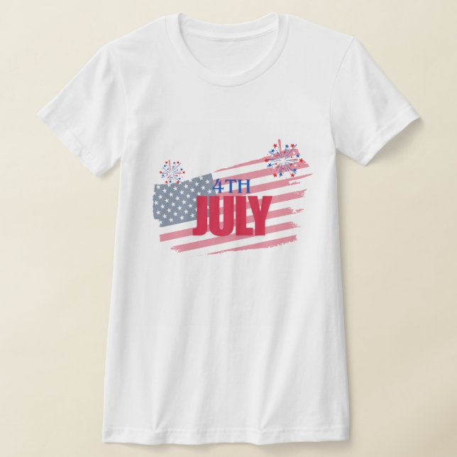 T-Shirt Fête du 4 juillet Drapeau Américain Feu d' (Poser)