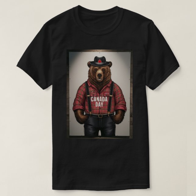 T-shirt Fête du Canada Bear Bûcheron (Design devant)