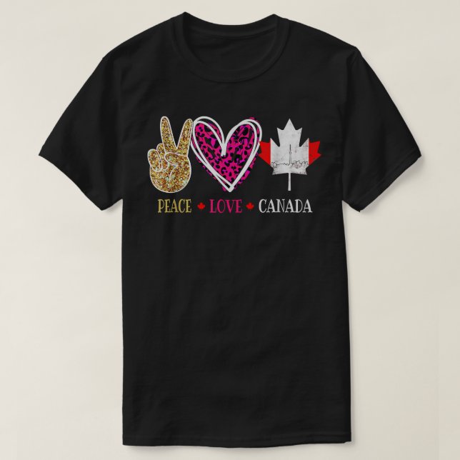 T-shirt Fête du Canada Peace Love Canada Femmes Hommes Can (Design devant)