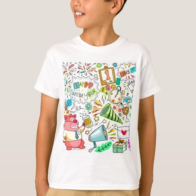 T-shirt fête du doodé du nouvel an (Devant)