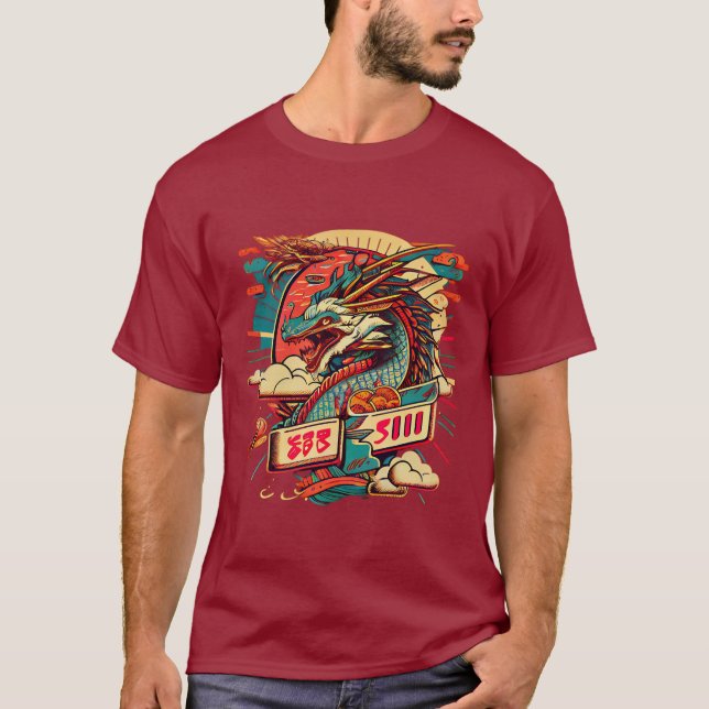T-shirt Fête du Dragon : Le Grand Dragon de Sushi et Ramen (Devant)