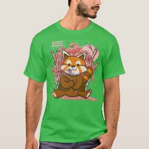 T-shirt Fête du Panda Rouge Fleurs de cerisiers Fleur rose