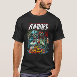 T-shirt Fête du Père Jouer Zombie Plage 2 Filles Horreur P