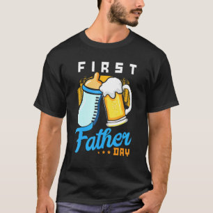 T-shirt Fête Du Premier Père, Bière Vs Lait Papa Et S