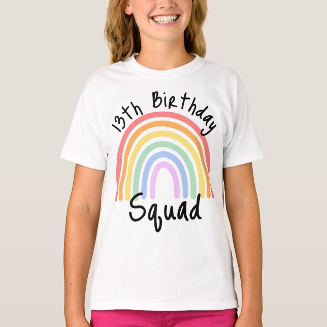 T-shirt Fête, Entièrement Personnalisable, Rainbow Birthda (Devant)