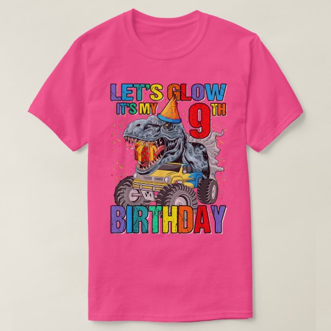 T-shirt Fête Let's Glow C'est Mon Anniversaire 9 Ans Monst (Design devant)