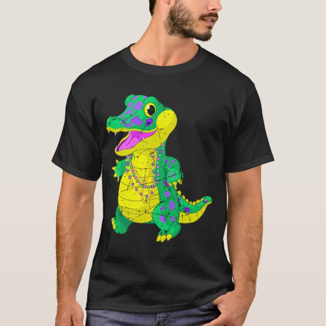 T-shirt Fête Magnifique Madri Gras Alligator perles Hommes (Devant)