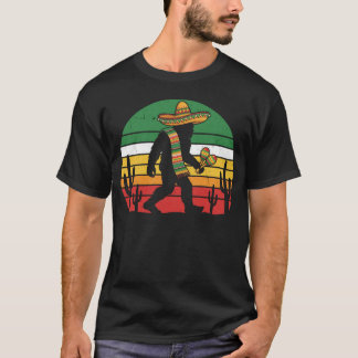 T-shirt Fête Mexicaine Bigfoot Sasquatch Rétro Coucher de